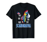 Mapa de Banderas de Escandinavia Letras nórdicas Camiseta