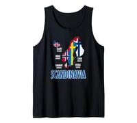 Mapa de Banderas de Escandinavia Letras nórdicas Camiseta sin Mangas