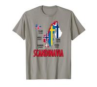 Mapa de Banderas de Escandinavia Letras nórdicas Negras Camiseta