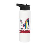Mapa de banderas de Escandinavia letras nórdicas negras Stainless Steel Insulated Water Bottle