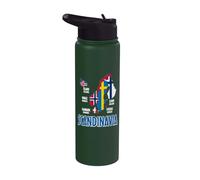 Mapa de banderas de Escandinavia Letras nórdicas Stainless Steel Insulated Water Bottle