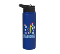 Mapa de banderas de Escandinavia Letras nórdicas Stainless Steel Insulated Water Bottle
