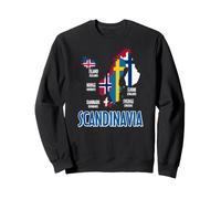 Mapa de Banderas de Escandinavia Letras nórdicas Sudadera