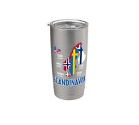 Mapa de banderas de Escandinavia Letras nórdicas Vaso térmico de acero inoxidable de doble pared