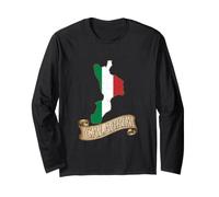Mapa de Calabria con Bandera Italiana Italia Viaje Vintage Manga Larga