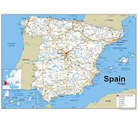 Mapa de carreteras de España en papel laminado, tamaño A1 (59,4 x 84,1 cm)