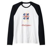 Mapa de Cerdeña Cuatro Moros Cerdeña Italia Orgullo Diseño Camiseta Manga Raglan