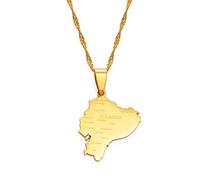 Mapa De Ecuador Collares Colgantes - Encanto Africano Mapas Étnicos Bandera Collares De Cadena Delgada, Mapa Patriótico De Color Oro Joyería De Hip Hop Para Mujeres Hombres Fiesta Regalo, Oro, 45