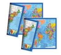 Mapa de escritorio clásico de los Estados Unidos y el mundo, impresión de 2 caras, laminación sellada de 2 caras, pequeño póster de tamaño 29,9 x 44,5 cm, 2 Desk Maps