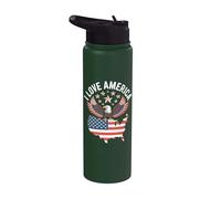 Mapa de Estrellas I Love America Eagle Stainless Steel Insulated Water Bottle