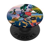 Mapa de Europa Arte de Viaje, Paisaje y monumentos Europeos escénicos PopSockets PopGrip Adhesivo