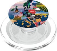 Mapa de Europa Arte de Viaje, Paisaje y monumentos Europeos escénicos PopSockets PopGrip para MagSafe