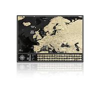 Mapa de Europa para rascar con banderas - Tarjeta para rascar de viaje - Fabricado en Europa - 42 cm x 29,7 cm - oro/negro