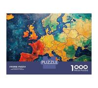 Mapa de Europa Puzzle 1000 Piezas Exactas Cartón Reciclado para Familias - Piezas Únicas Regalo Original Noche De Juegos Relajación 70x50cm/1000pcs