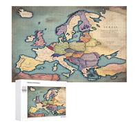 Mapa de Europa Puzzle de Madera 1000 Piezas para Adultos Y Niños, Puzzles Imposible, Juego De Paciencia Colorido, De 12 Años (75×50cm)