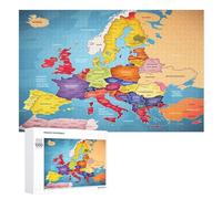 Mapa de Europa Puzzles De 1000 Piezas para Adultos Y Niños Puzzle Imposible Juguetes de Madera Juego Estimulante (75×50cm)