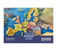 Mapa de Europa1000 Piece Puzzle for Adults, Every Piece Is Unique, Softclick Technology Means Pieces Fit Together Perfectly 70x50cm/1000pcs