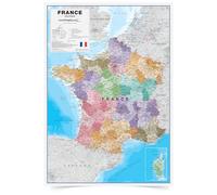Mapa de France Politique 84,1 x 118,9 cm - Póster de las regiones y departamentos franceses visitados - Maps International + 60 años de experiencia en cartografía