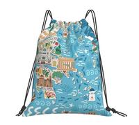 Mapa De Grecia Hombre Mujer Bolsa De Deporte Gran Capacidad Mochila De Cuerdas Ajustable Mochila Con Cordón Para Senderismo Natación Fútbol