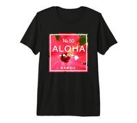 Mapa de Hawaii Aloha No. 50 Red Hibiscus & Hawaiian Island Camiseta Premium