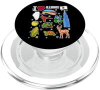 Mapa de Illinois, Dibujado a Mano Illinois State Símbolos e Iconos PopSockets PopGrip para MagSafe