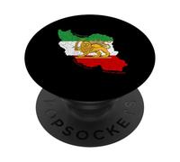 Mapa de Irán con león y Emblema del Sol, Patrimonio Vintage PopSockets PopGrip Adhesivo