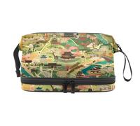 Mapa de Japón - Neceser de viaje de doble capa para mujeres y niñas, neceser de viaje, bolsa organizadora de maquillaje con compartimento para cepillos, multicolor, 27x15x14 cm/10.6x5.9x5.5 in,