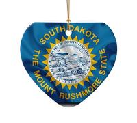 Mapa de la bandera de Dakota del Sur, estrella de cerámica, decoración navideña para un tema tradicional o vintage de decoración navideña