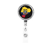 Mapa de la bandera de Ecuador carrete de soporte de insignia de Metal resistente, soporte de insignia retráctil con Clip de cinturón para titular de tarjeta de nombre clave empleado maestro