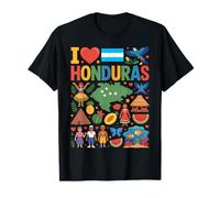 Mapa de la Bandera de I Love Honduras Camiseta
