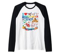 Mapa de la Bandera de I Love Honduras Camiseta Manga Raglan