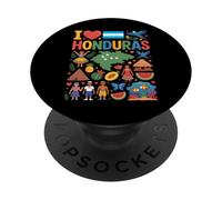 Mapa de la Bandera de I Love Honduras PopSockets PopGrip Adhesivo