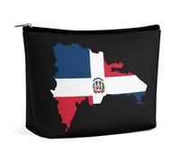Mapa de la Bandera de la República Dominicana. Neceser de Maquillaje de Gran Capacidad. Bolsas cosméticas portátiles para Mujer.