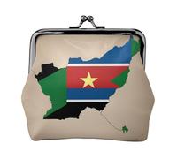 Mapa de la bandera de Sudán del Sur con estrella amarilla, bolsa de maquillaje pequeña para bolso, bolsa de almacenamiento de tarjetas bancarias, bolsa de almacenamiento retro compacta multifuncional,