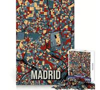 Mapa de la Ciudad de Madrid,España Rompecabezas de 1000 Piezas para Adultos Entrenamiento de Memoria Escapada Relajante Corte Impecable Sorpresa navideña (50x75cm)
