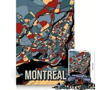 Mapa de la Ciudad de Montreal,Canadá,Tonos Tierra Rompecabezas de 1000 Piezas para Adolescentes Recuerda el Poder de la Tranquilidad Escapada Serena Bordes precisos Regalo de cumpleaños (38x26cm)