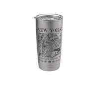 Mapa de la ciudad de Nueva York NYC NY Vintage Funny Cartografía Vaso térmico de acero inoxidable de doble pared