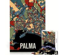 Mapa de la Ciudad de Palma de Mallorca,España Puzzle de 1000 Piezas para Adolescentes Ejercicio Mental,relajación y diversión Cierre cómodo Regalo Ideal para Las Vacaciones (38x52cm)