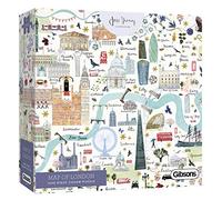 Mapa de Londres ilustrado por Josie Shenoy - Rompecabezas Gibsons - Rompecabezas de 1000 Piezas para Adolescentes y Adultos, GIBG6606