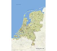 Mapa de los Países Bajos - Kaart Van Nederland - Impresión de póster - Tamaño 61 x 91,5 cm