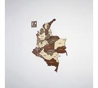 Mapa de madera multicapa 3D de Colombia, regalo para amigos colombianos, decoración de pared de madera de Colombia, mapa para viajeros (40 x 30 cm)