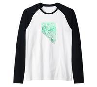 Mapa de Mandala Floral de Nevada Carson City Camiseta Manga Raglan