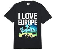 Mapa de Monumentos de I Love Europe Skyline Comfort Colors Adult Heavyweight T-Shirt