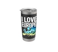 Mapa de Monumentos de I Love Europe Skyline Vaso térmico de acero inoxidable de doble pared