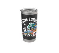 Mapa de Monumentos Europeos I Love Europe Vaso térmico de acero inoxidable de doble pared