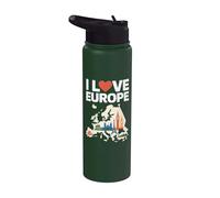 Mapa de Monumentos Iconic I Love Europe Stainless Steel Insulated Water Bottle