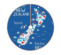Mapa de Nueva Zelanda con animales, falda para árbol de Navidad, 76/91/122 cm, alfombrilla suave para árbol de Navidad, decoración del hogar