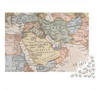 Mapa de Oriente Medio Puzzle de 1000 Piezas Papel para Adultos Geografía Histórica Juego de Puzzle 1000 Piezas Familia Relajación Decoración Regalo 38x26cm/1000pcs