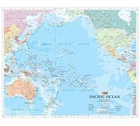 Mapa de pared del Océano Pacífico - 34 x 27.75 pulgadas, laminado