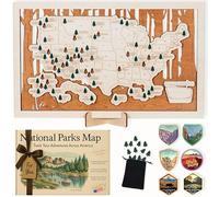 Mapa de parques nacionales, rastreador de viajes de Estados Unidos con lista de verificación, pines y calcomanías, regalo de aventura para amantes de los parques, parejas y familias, decoración